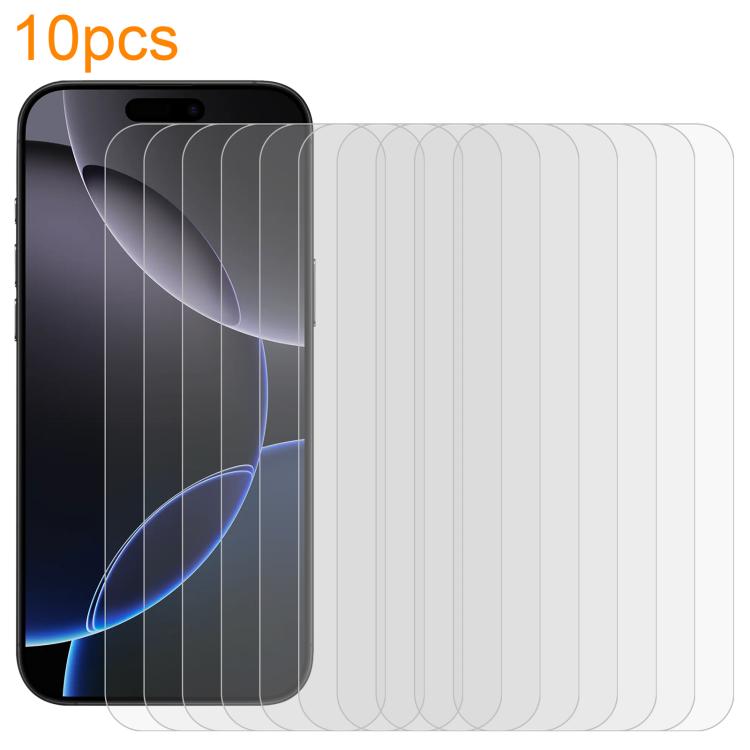 10pcs xDfind 0.26mm 9H 2.5D Middle Aluminum Tempered Glass Film, For iPhone 16e / 13 / 13 Pro, For iPhone 16 Pro Max, For iPhone 16 Pro, For iPhone 16 Plus, For iPhone 16