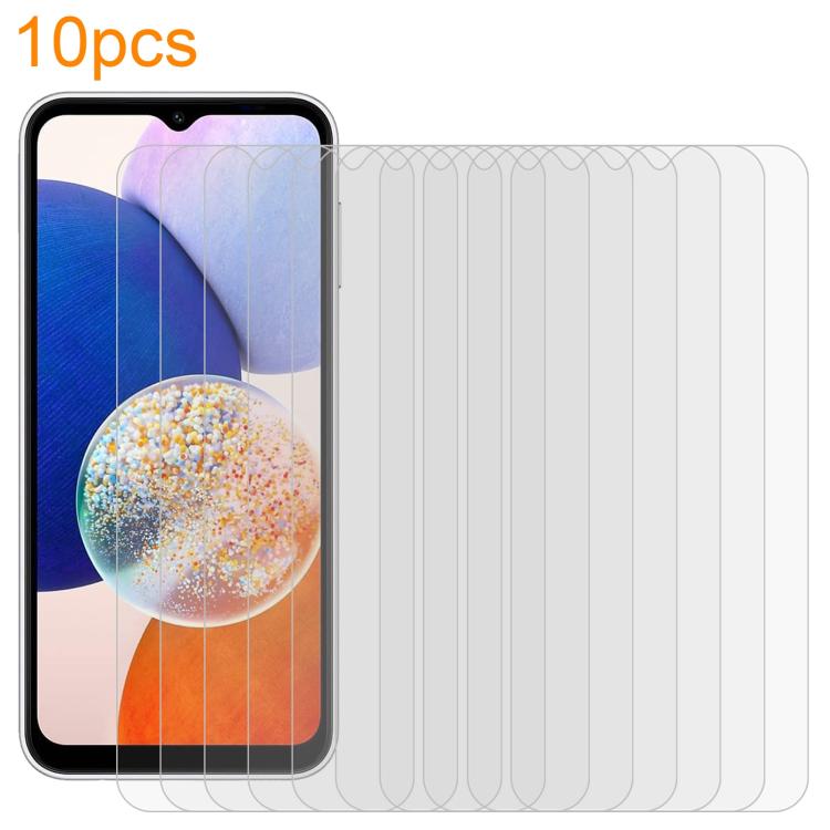 10pcs xDfind 0.26mm 9H 2.5D Middle Aluminum Tempered Glass Film, For Samsung Galaxy A25 5G / 4G, For Samsung Galaxy A05 / A05e, For Samsung Galaxy A14 4G / 5G / M14, For Samsung Galaxy A55 5G, For Samsung Galaxy A13 4G / A13 SM-A137