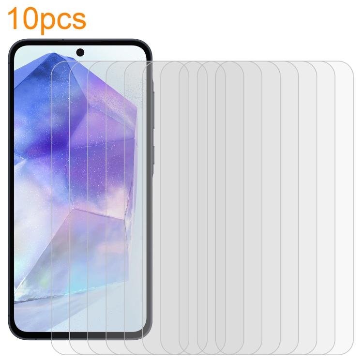 10pcs xDfind 0.26mm 9H 2.5D Middle Aluminum Tempered Glass Film, For Samsung Galaxy A25 5G / 4G, For Samsung Galaxy A05 / A05e, For Samsung Galaxy A14 4G / 5G / M14, For Samsung Galaxy A55 5G, For Samsung Galaxy A13 4G / A13 SM-A137