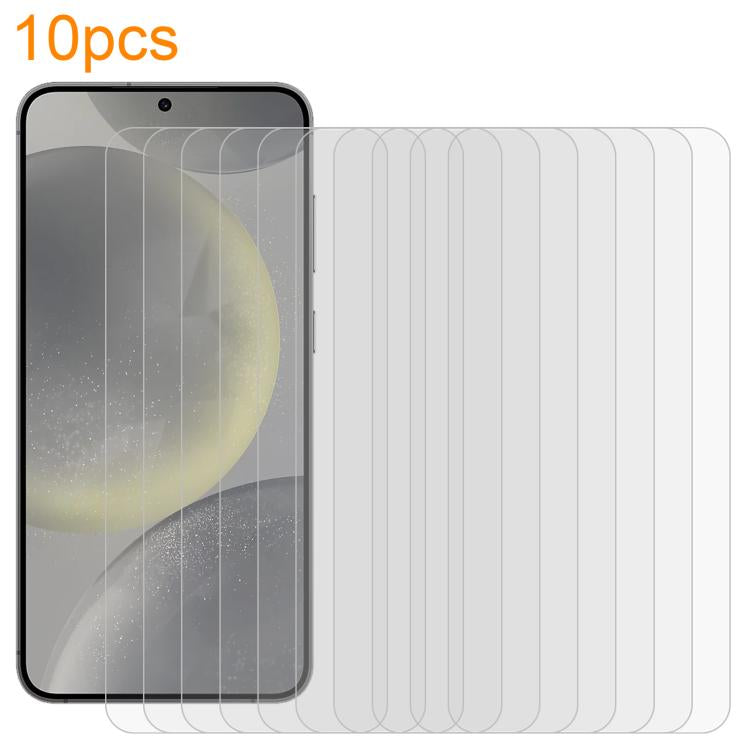10pcs xDfind 0.26mm 9H 2.5D Middle Aluminum Tempered Glass Film, For Samsung Galaxy S24 FE 5G, For Samsung Galaxy S24+ 5G, For Samsung Galaxy S24 5G, For Samsung Galaxy S23 FE 5G