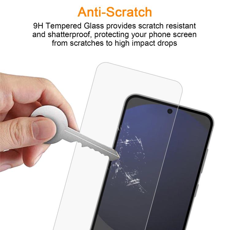 10pcs xDfind 0.26mm 9H 2.5D Middle Aluminum Tempered Glass Film, For Samsung Galaxy S24 FE 5G, For Samsung Galaxy S24+ 5G, For Samsung Galaxy S24 5G, For Samsung Galaxy S23 FE 5G