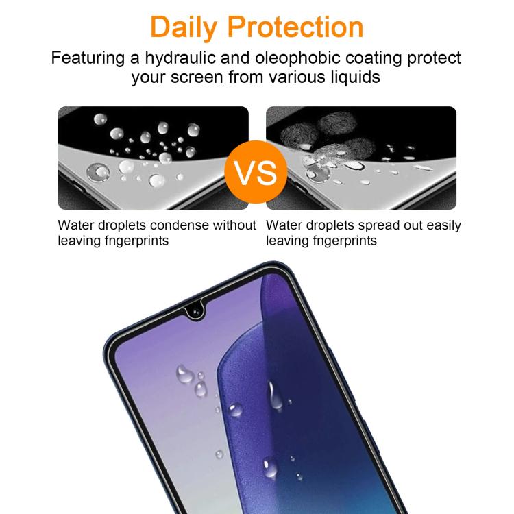 10pcs xDfind 0.26mm 9H 2.5D Middle Aluminum Tempered Glass Film, For Redmi 14R / A3 Pro, For Redmi Note 14 5G, For Redmi 13 5G / 4G / Note 13R, For Redmi A3x, For Xiaomi Poco C61 / Redmi A3