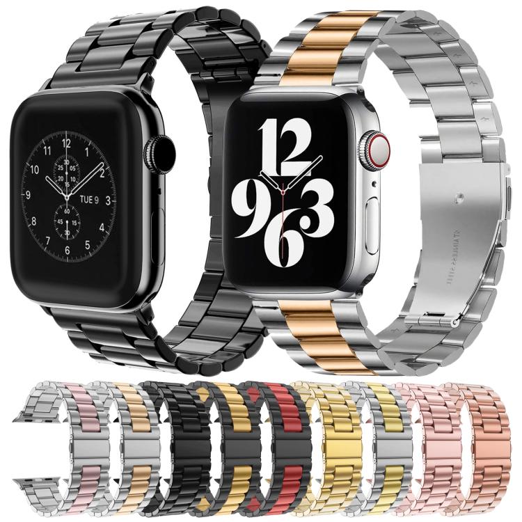 xDfind Three Beads Fold Buckle Stainless Steel Watch Band, For Apple Watch 42 / 44 / 45 / 46 / 49mm