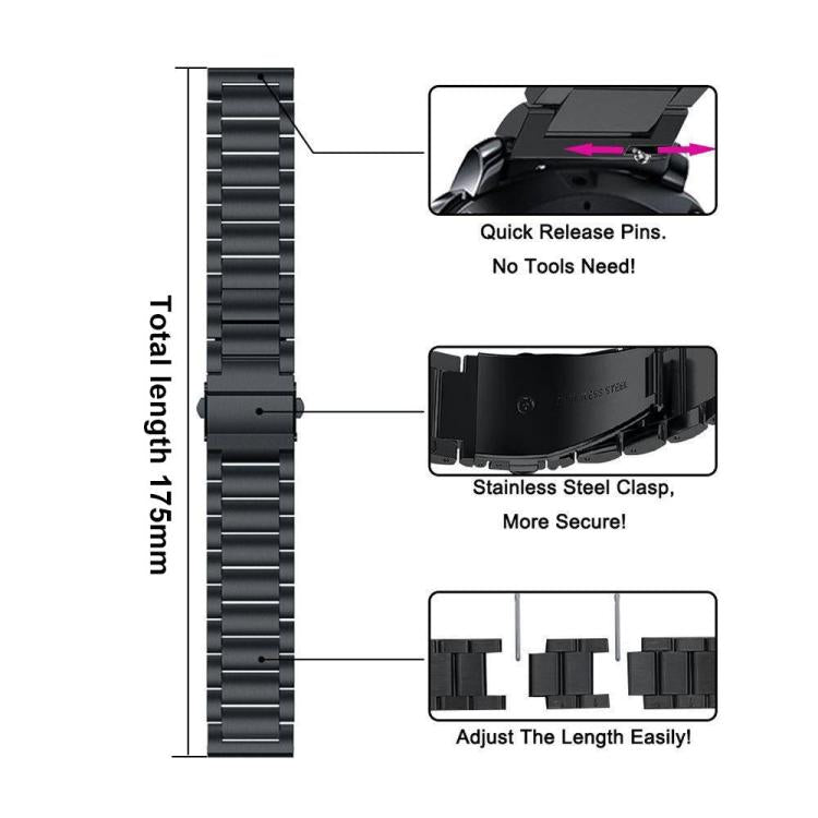 xDfind Three Beads Stainless Steel Watch Band, 14mm