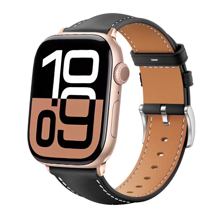 xDfind Black Shark Fine Grain Leather Watch Band, For Apple Watch 42 / 44 / 45 / 46 / 49mm