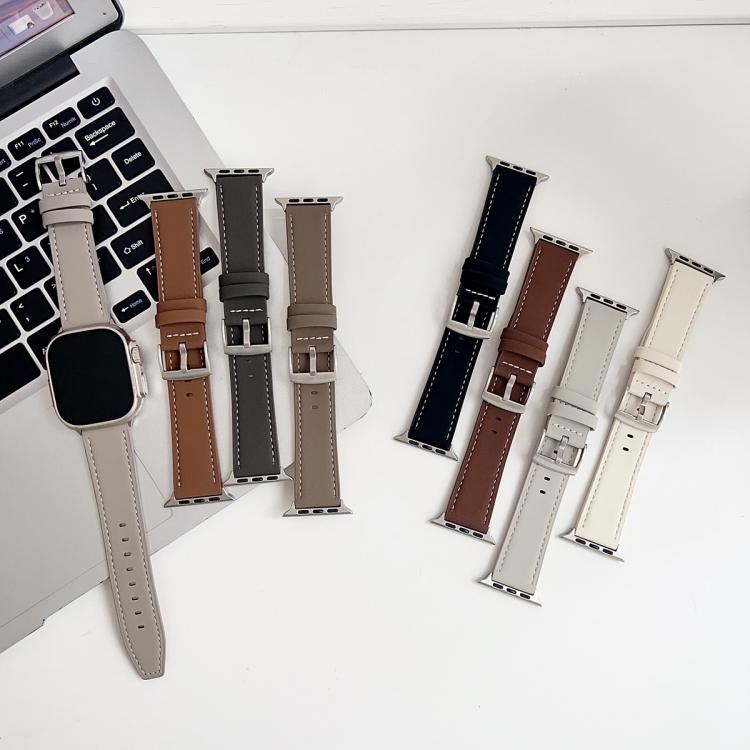 xDfind Black Shark Fine Grain Leather Watch Band, For Apple Watch 42 / 44 / 45 / 46 / 49mm