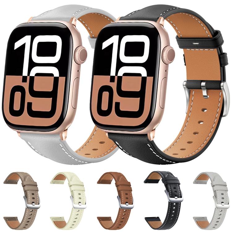 xDfind Black Shark Fine Grain Leather Watch Band, For Apple Watch 38 / 40 / 41 / S10 42mm