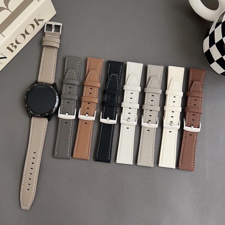 xDfind Flat Head Black Shark Fine Grain Leather Watch Band, 22mm