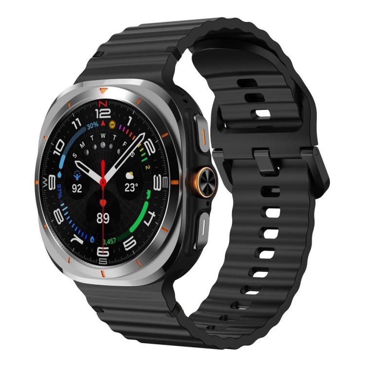 For Galaxy Watch9 / 8 / 8 Classic xDfind Wavy Grain Stitched Silicone Watch Band, L