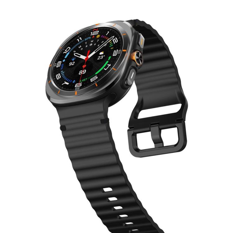 For Galaxy Watch9 / 8 / 8 Classic xDfind Wavy Grain Stitched Silicone Watch Band, L