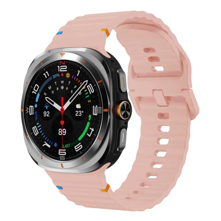 For Samsung Galaxy Watch8 Classic 46mm / Watch8 44mm / 40mm xDfind Wavy Grain Stitched Silicone Watch Band