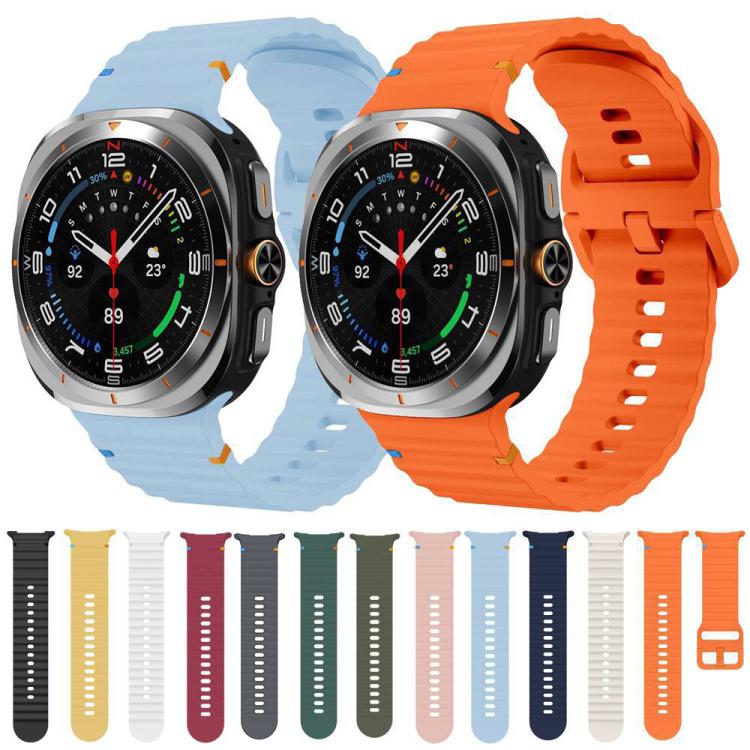 For Galaxy Watch9 / 8 / 8 Classic xDfind Wavy Grain Stitched Silicone Watch Band, L