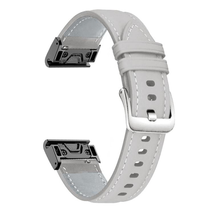 xDfind Silver Buckle Leather Quick Release Watch Band, For Garmin Fenix 7 / 7X / 6X 22mm