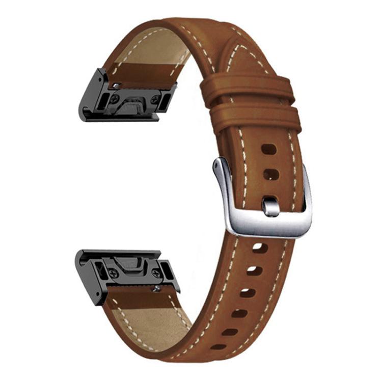 xDfind Silver Buckle Leather Quick Release Watch Band, For Garmin Fenix 7 / 7X / 6X 26mm