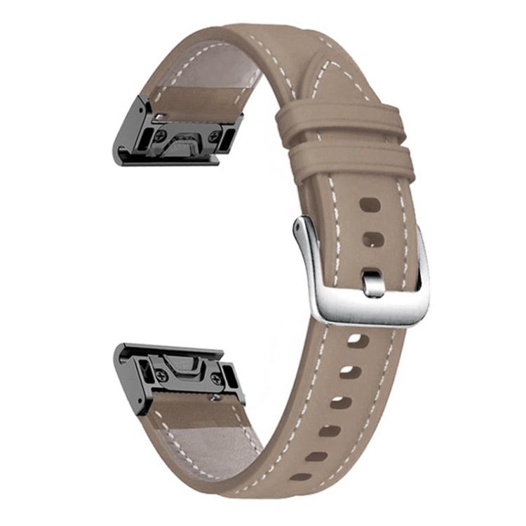 xDfind Silver Buckle Leather Quick Release Watch Band, For Garmin Fenix 7 / 7X / 6X 26mm