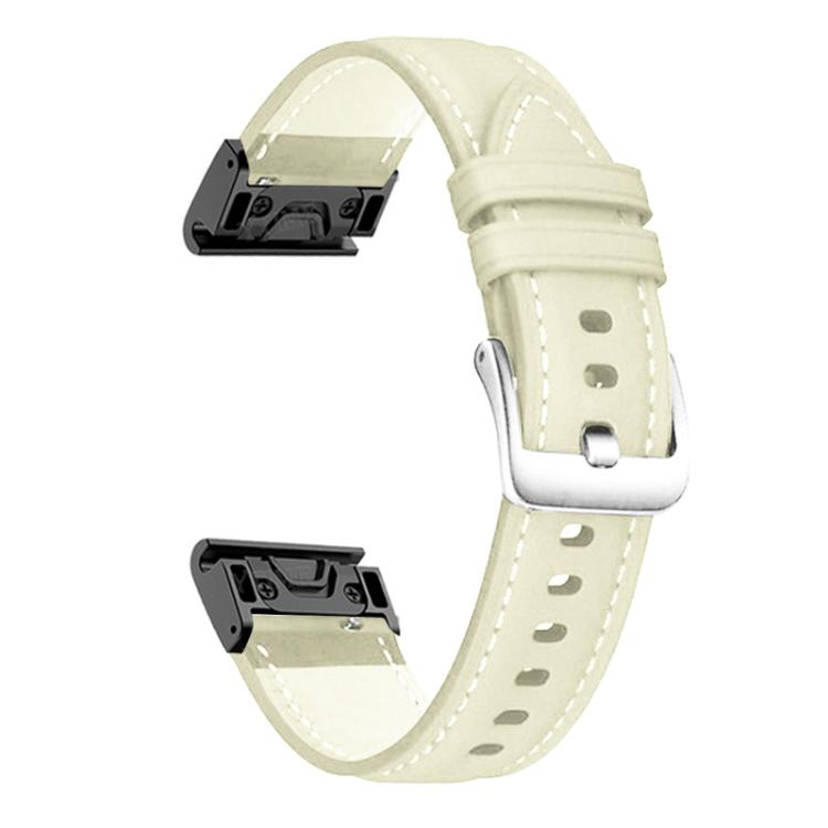 xDfind Silver Buckle Leather Quick Release Watch Band, For Garmin Fenix 7 / 7X / 6X 26mm