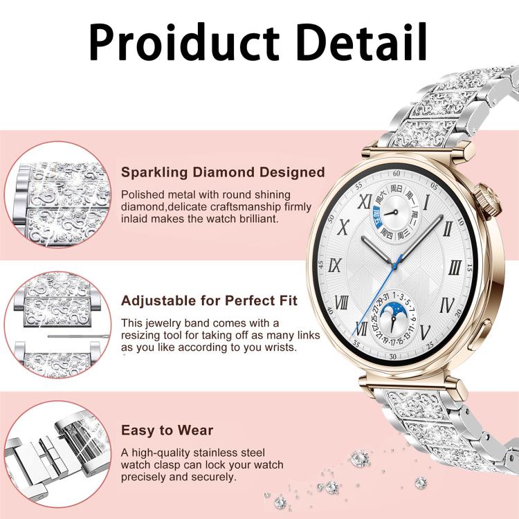 xDfind Diamond Jewelry Steel Watch Band, 18mm For Garmin Venu 2S / vivoactive 4s/3s