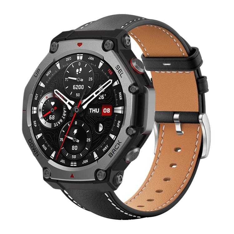 xDfind Flat Head Black Shark Fine Grain Leather Watch Band