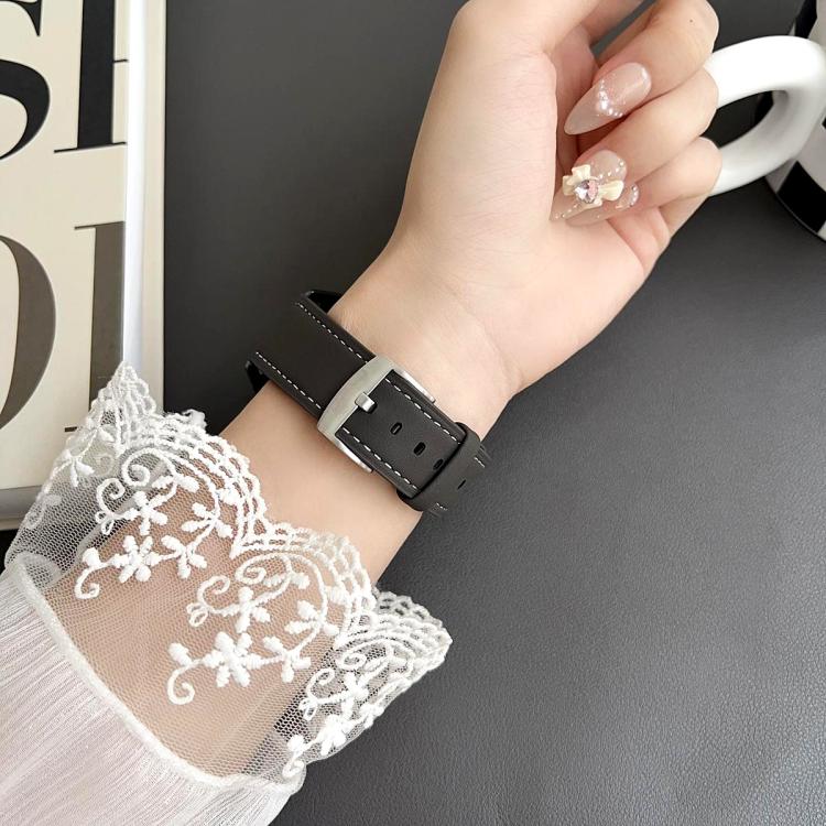 xDfind Flat Head Black Shark Fine Grain Leather Watch Band, For Amazfit T-Rex 3 22mm