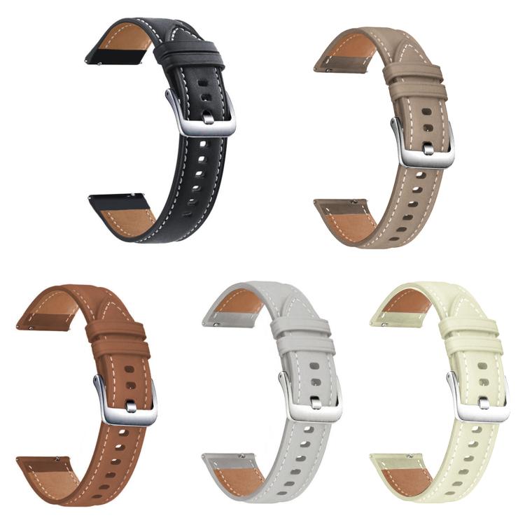 xDfind Flat Head Black Shark Fine Grain Leather Watch Band, For Amazfit T-Rex 3 22mm