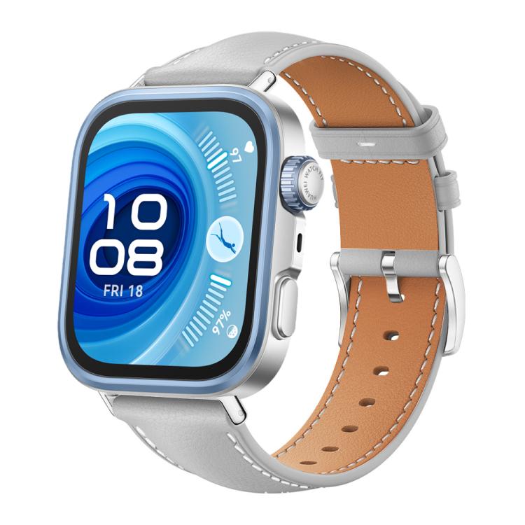 xDfind Flat Head Black Shark Fine Grain Leather Watch Band, For Huawei Watch Fit 4 Pro / Fit 4 / Fit 3 20mm
