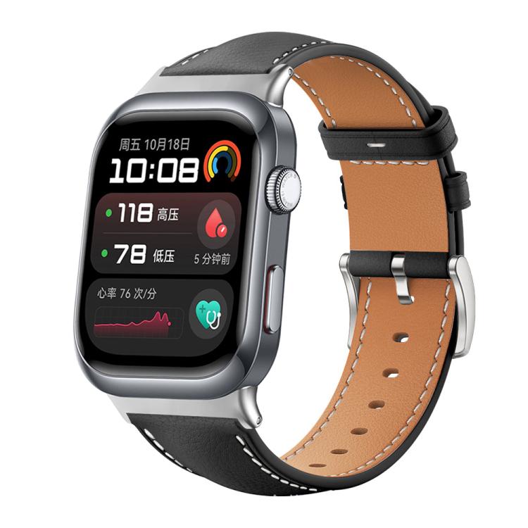 xDfind Flat Head Black Shark Fine Grain Leather Watch Band, For Huawei Watch D2 22mm