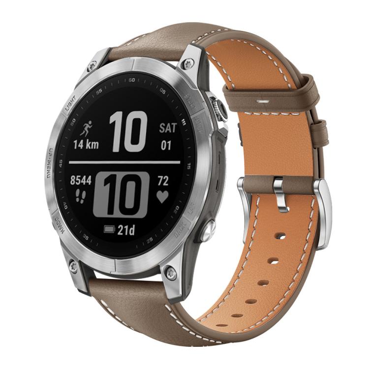 xDfind Flat Head Black Shark Fine Grain Leather Watch Band, For Garmin Fenix 8/7/6/5 22mm 20mm