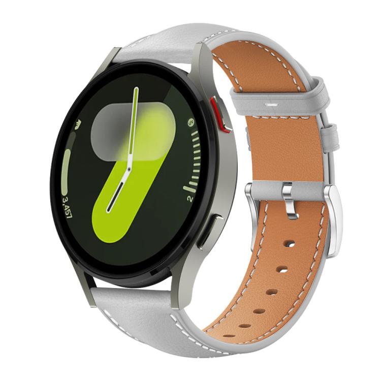 xDfind Flat Head Black Shark Fine Grain Leather Watch Band, For Samsung Galaxy Watch7 / FE / 6 / 5 / 4