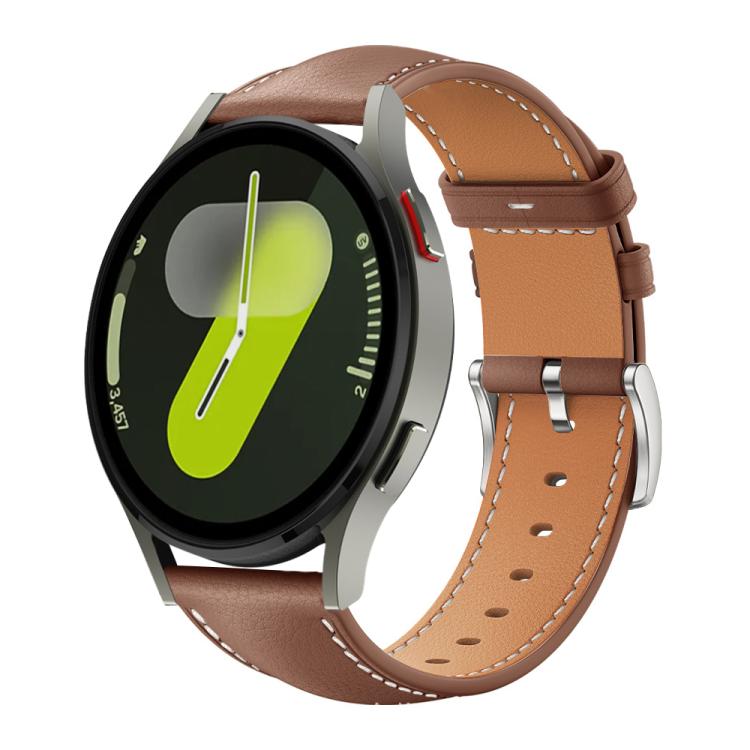 xDfind Flat Head Black Shark Fine Grain Leather Watch Band, For Samsung Galaxy Watch7 / FE / 6 / 5 / 4