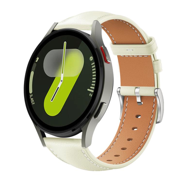 xDfind Flat Head Black Shark Fine Grain Leather Watch Band, For Samsung Galaxy Watch7 / FE / 6 / 5 / 4