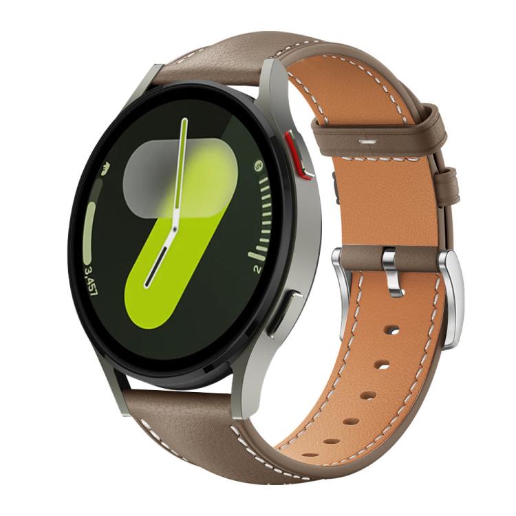 xDfind Flat Head Black Shark Fine Grain Leather Watch Band, For Samsung Galaxy Watch7 / FE / 6 / 5 / 4