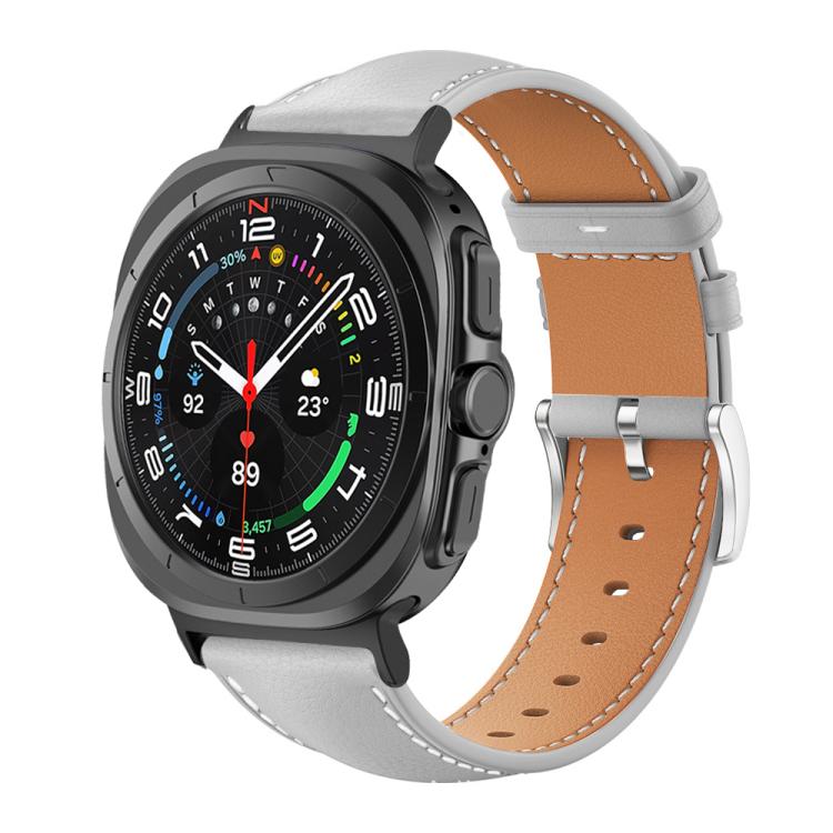 xDfind Flat Head Black Shark Fine Grain Leather Watch Band, For Samsung Galaxy Watch Ultra / Ultra 2025