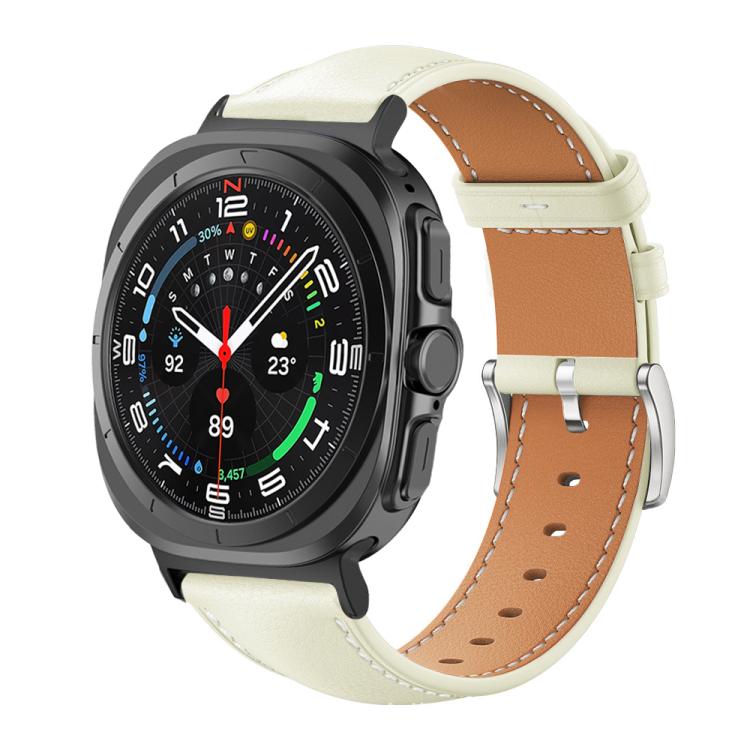 xDfind Flat Head Black Shark Fine Grain Leather Watch Band, For Samsung Galaxy Watch Ultra / Ultra 2025
