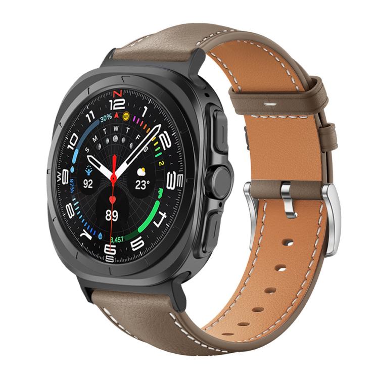 xDfind Flat Head Black Shark Fine Grain Leather Watch Band, For Samsung Galaxy Watch Ultra / Ultra 2025