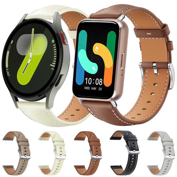 xDfind Flat Head Black Shark Fine Grain Leather Watch Band, For Samsung Galaxy Watch8 / Watch8 Classic