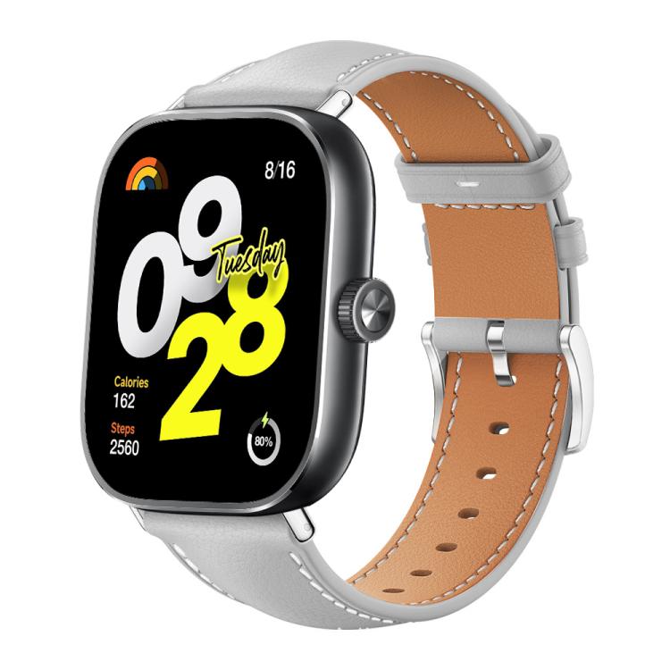 xDfind Flat Head Black Shark Fine Grain Leather Watch Band, For Xiaomi Smart Band 9 Pro/Redmi Watch 5 20mm