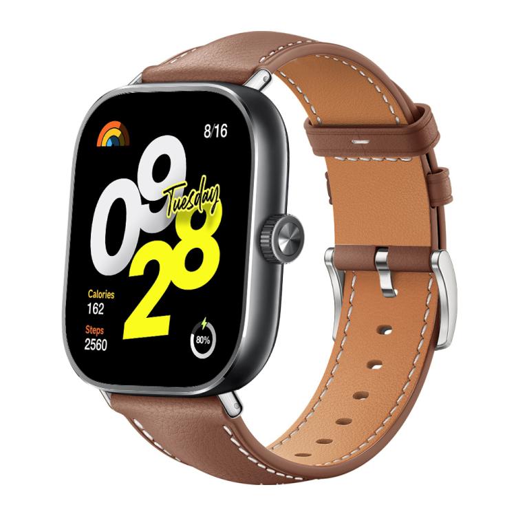xDfind Flat Head Black Shark Fine Grain Leather Watch Band, For Xiaomi Smart Band 9 Pro/Redmi Watch 5 20mm