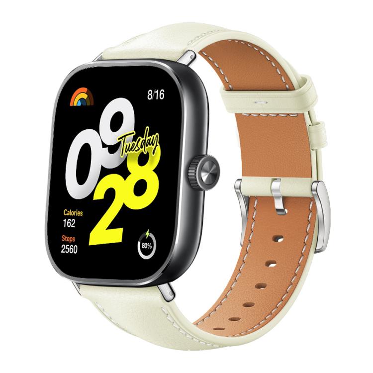 xDfind Flat Head Black Shark Fine Grain Leather Watch Band, For Xiaomi Smart Band 9 Pro/Redmi Watch 5 20mm
