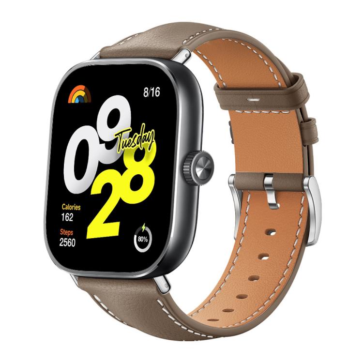 xDfind Flat Head Black Shark Fine Grain Leather Watch Band, For Xiaomi Smart Band 9 Pro/Redmi Watch 5 20mm