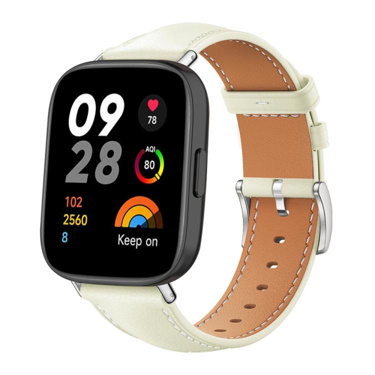 xDfind Flat Head Black Shark Fine Grain Leather Watch Band, For Redmi Watch 3 20mm