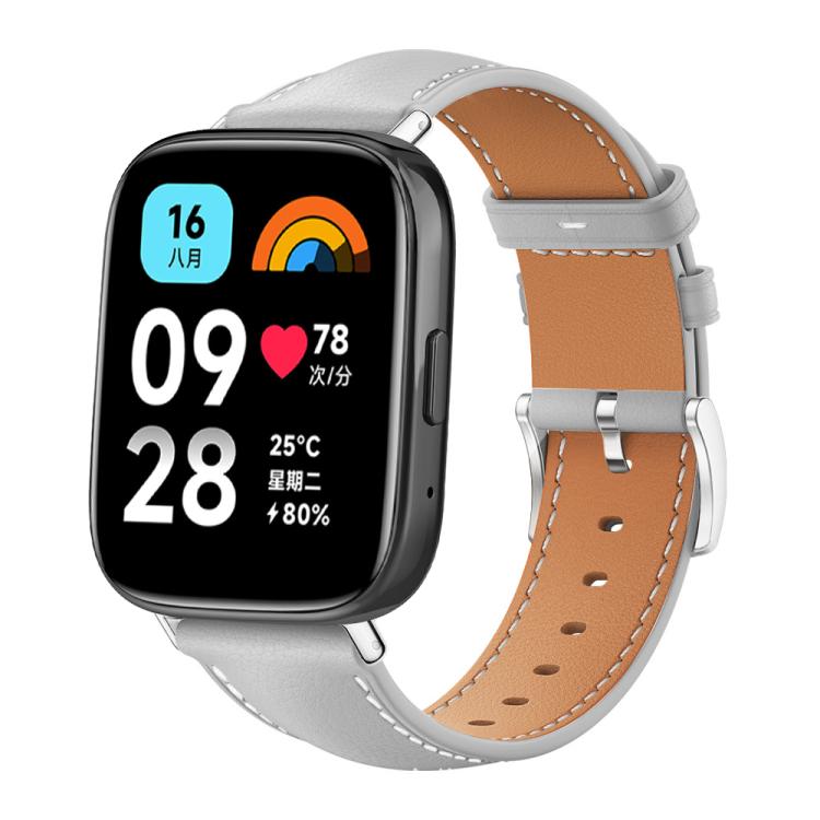 xDfind Flat Head Black Shark Fine Grain Leather Watch Band, For Redmi Watch 3 Active / Lite 20mm
