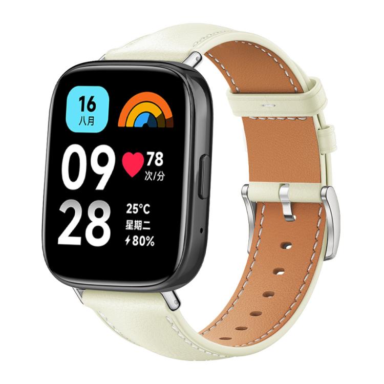 xDfind Flat Head Black Shark Fine Grain Leather Watch Band, For Redmi Watch 3 Active / Lite 20mm