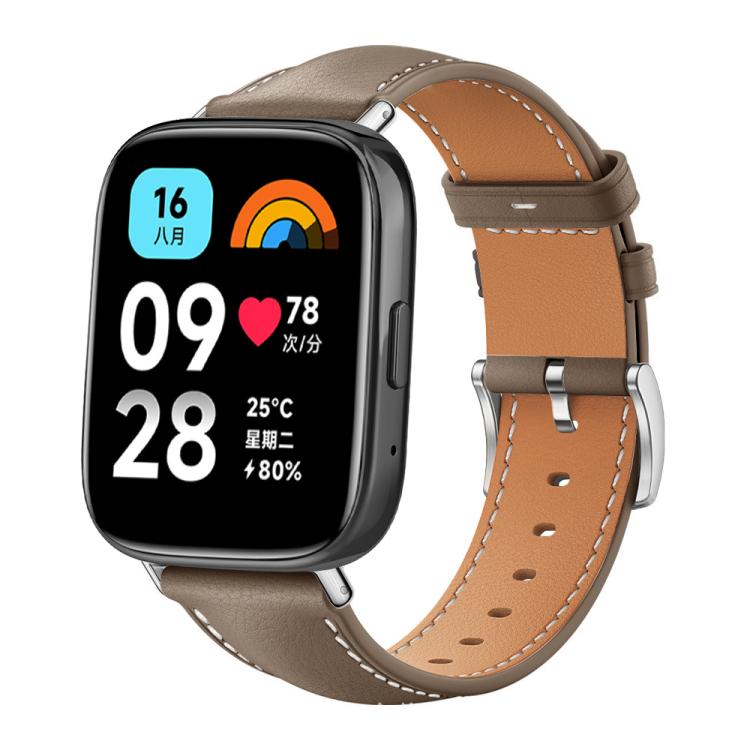 xDfind Flat Head Black Shark Fine Grain Leather Watch Band, For Redmi Watch 3 Active / Lite 20mm