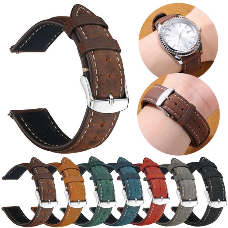 xDfind Retro Crazy Horse Texture Leather Watch Band, 22mm