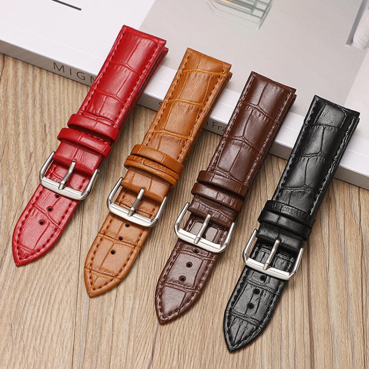 xDfind Bamboo Texture Pin Buckle Leather Watch Band, 12mm