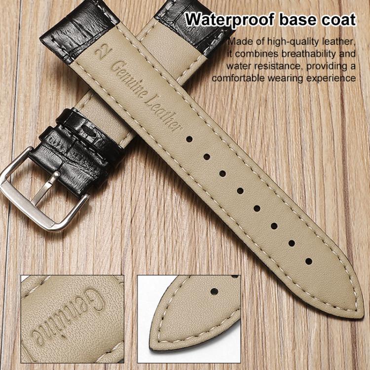xDfind Bamboo Texture Pin Buckle Leather Watch Band, 12mm