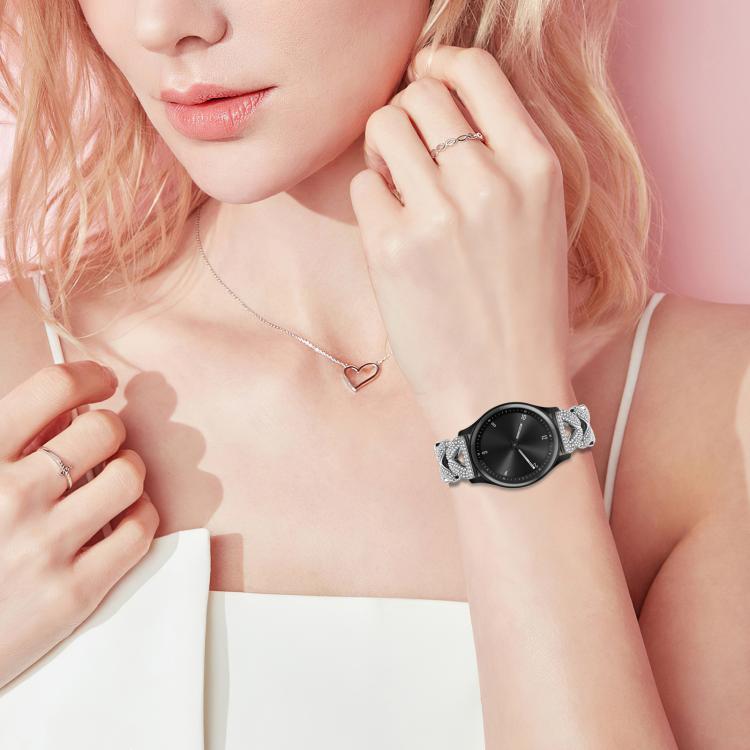 xDfind Small Twist Diamond Metal Watch Band, 20mm For Garmin Vivomove Sport / Vivoactive5 / 3