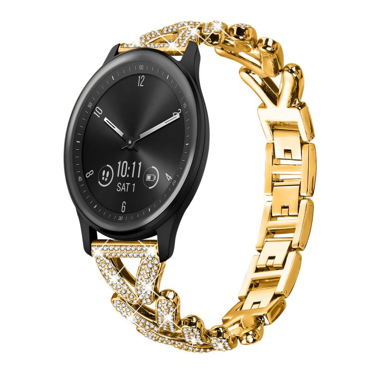 xDfind Small Twist Diamond Metal Watch Band, 20mm For Garmin Vivomove Sport / Vivoactive5 / 3