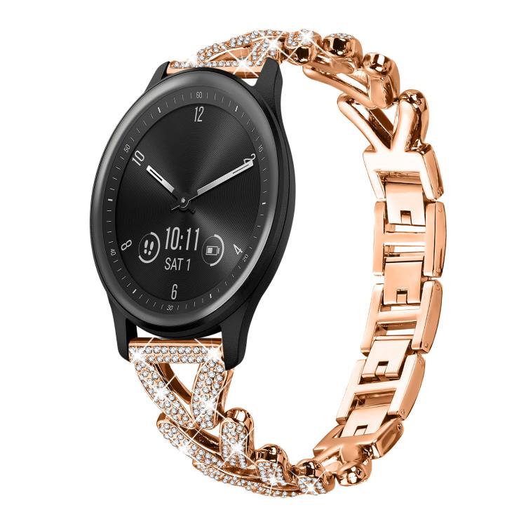 xDfind Small Twist Diamond Metal Watch Band, 20mm For Garmin Vivomove Sport / Vivoactive5 / 3