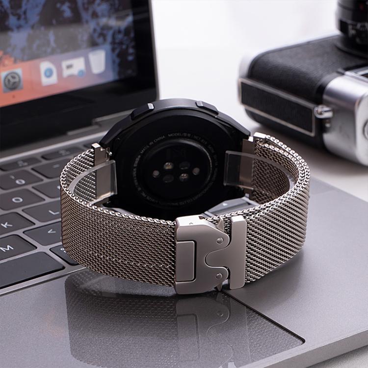 xDfind Milanese Parachute Buckle Stainless Steel Raised Fine Mesh Watch Band, 22mm